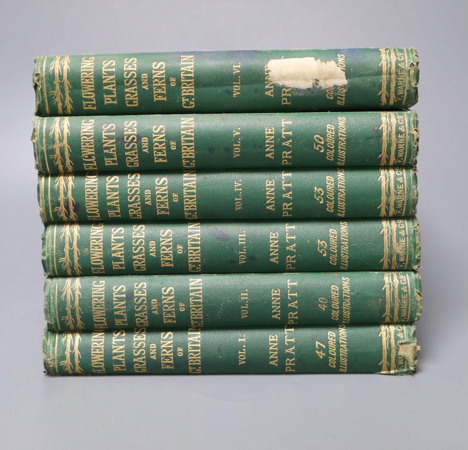 Pratt, Anne - Flowering Plants, Grasses and Ferns of Great Britain, 6 vols